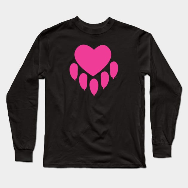 Valentine Heart Paw (Down) Long Sleeve T-Shirt by CKline